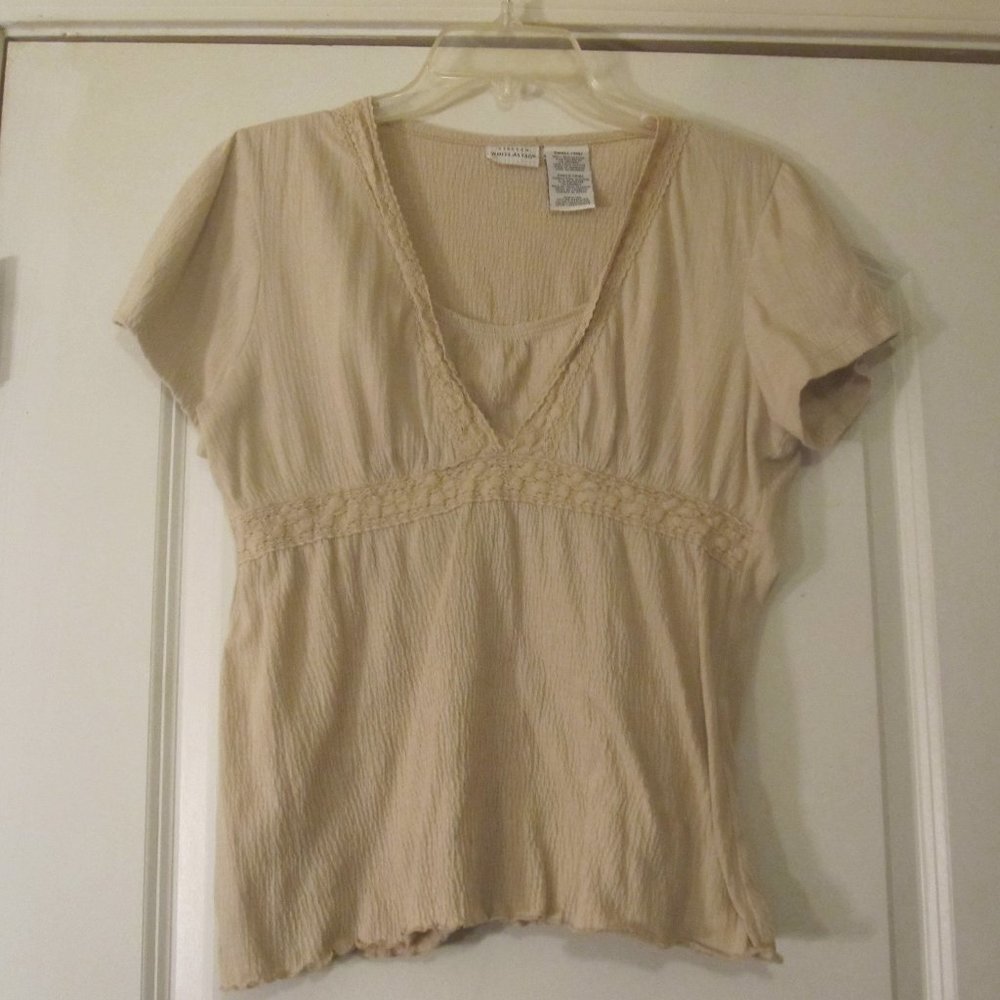 White Stag Stretch Light Tan SS Top Sz.Small